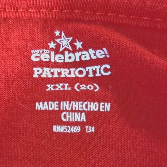 Way To Celebrate Patriotic Red "All American Summer" Cat Short Sleeve Shirt XXL - Picture 9 of 11